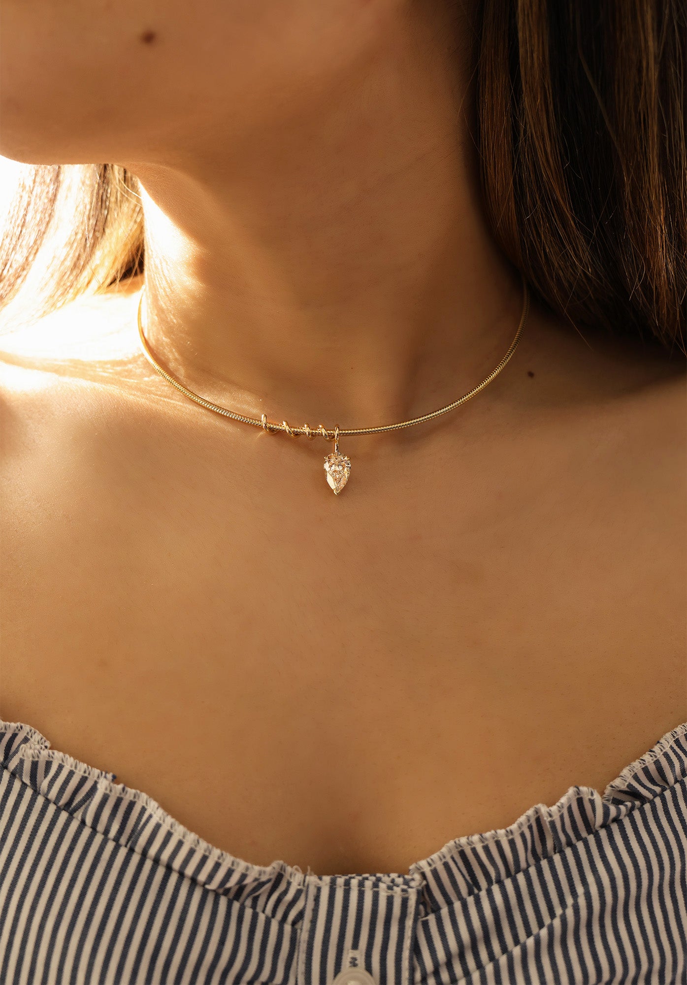 14K Yellow Gold Pear Lab Diamond Solitaire Pendant 10.6ct N-221PS