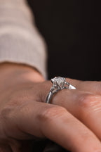 Three Stone Oval Natural Diamond 18KT White Gold Ring 1.18ct R-108OV