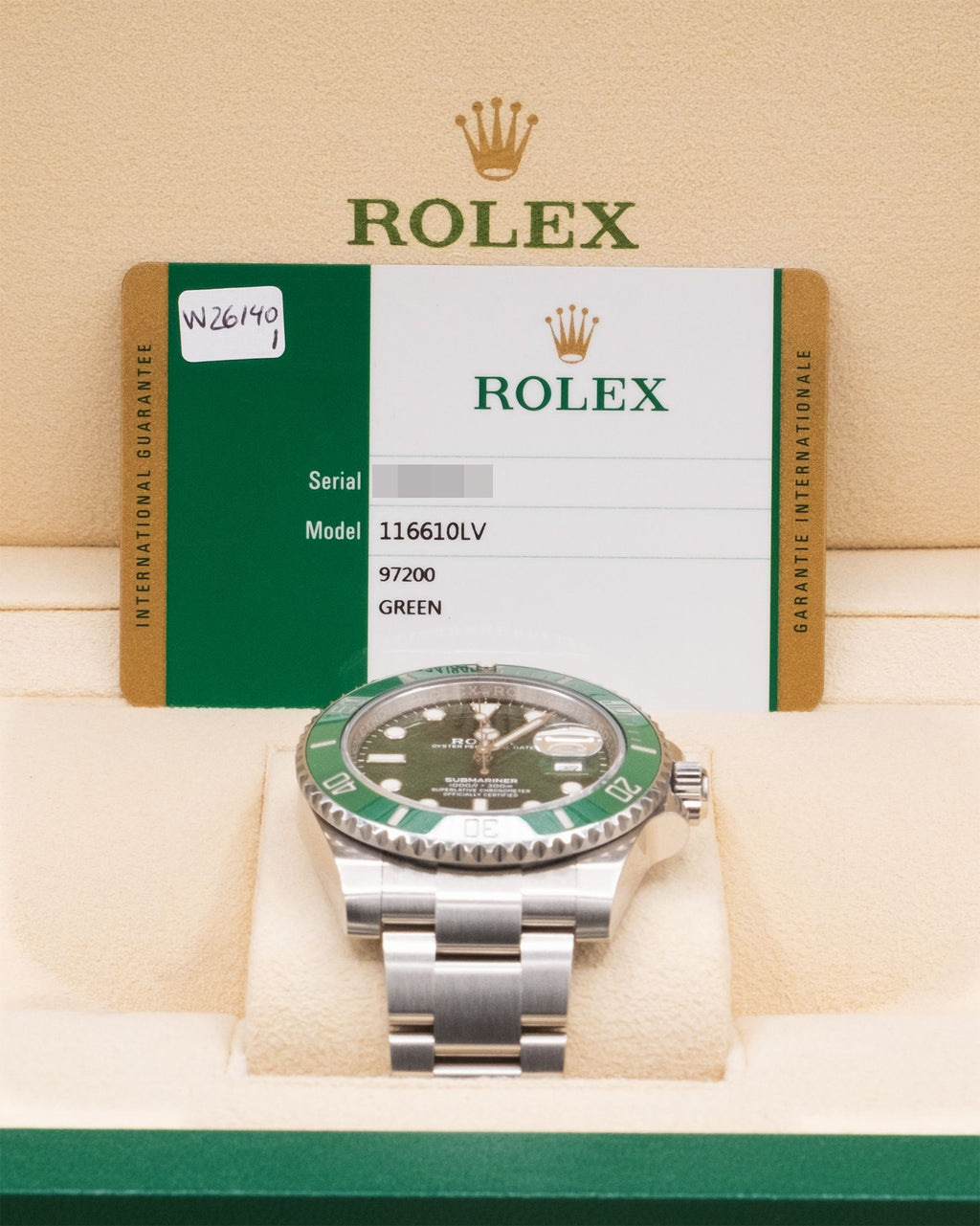 Rolex Submariner Hulk Green Dial on Oyster 116610LV Complete 2019