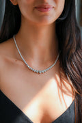 18K White Gold Round Diamond Graduated Tennis Necklace 26.4ct N-2081