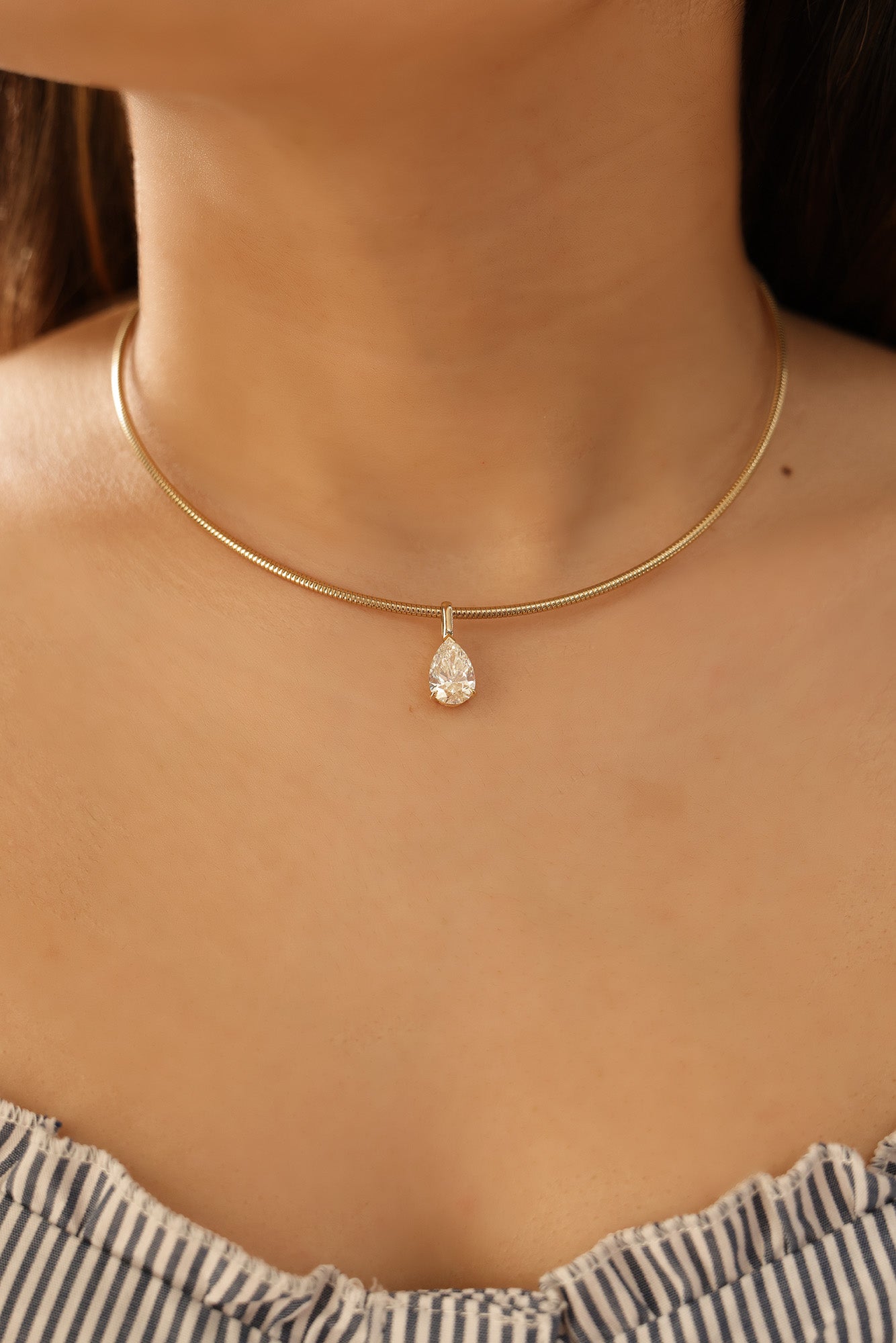 14K Yellow Gold Pear Lab Grown Diamond Pendant 9.8ct N-2210PS