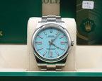 Rolex Oyster Perpetual 41 Turquoise Blue Index Dial on Oyster 124300 Complete 2021