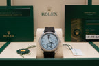Rolex 1908 Ice Blue Rice-Grain Motif Index Dial on Matt black alligator leather 52506 Complete 2026