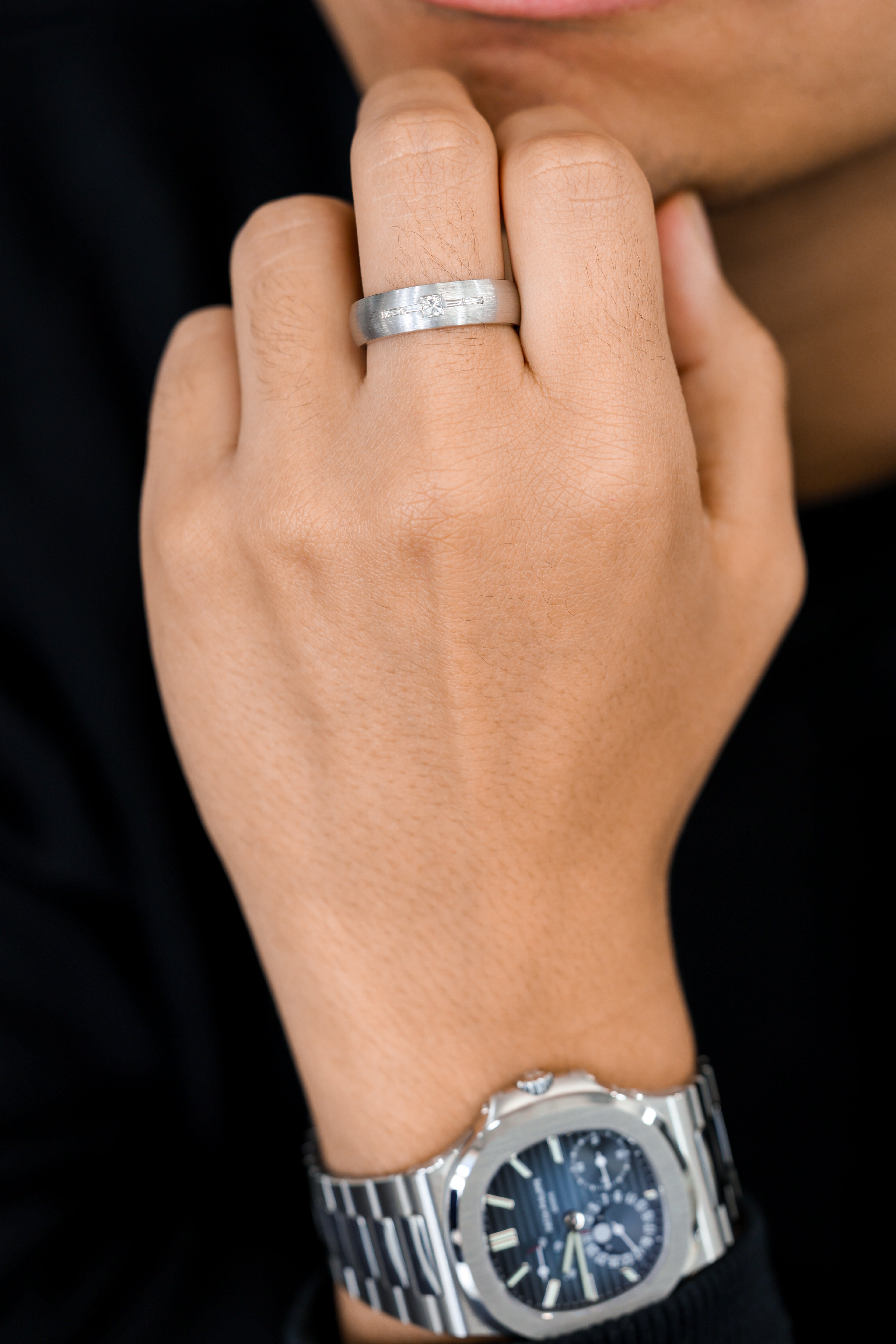 Men's Princess & Baguette Ring 0.3 cts.