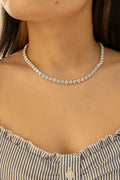 14K White Gold Lab Grown Round Diamond Tennis Necklace 45.7ct N-4568LGD