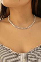 14K White Gold Lab Grown Round Diamond Tennis Necklace 45.7ct N-4568LGD