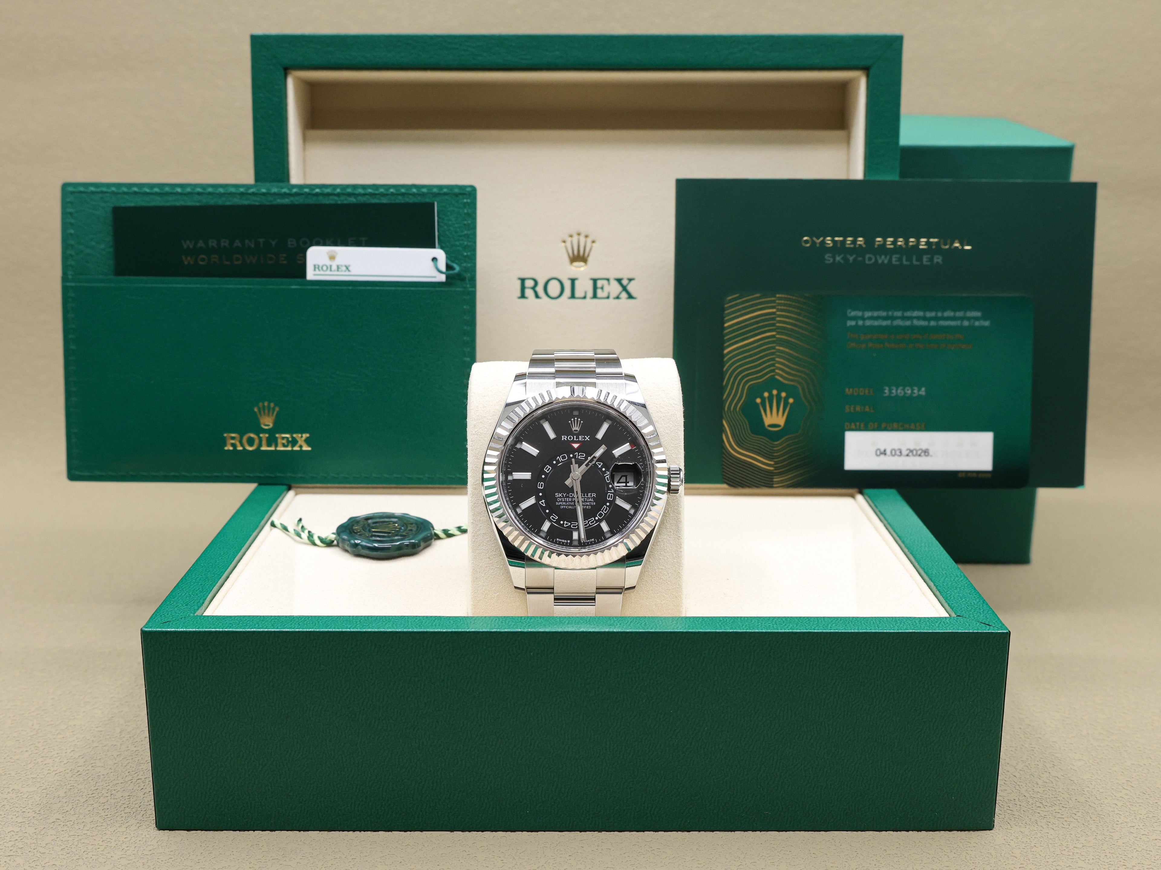 Rolex SkyDweller Black Index Dial on Oyster 336934 Complete 2026