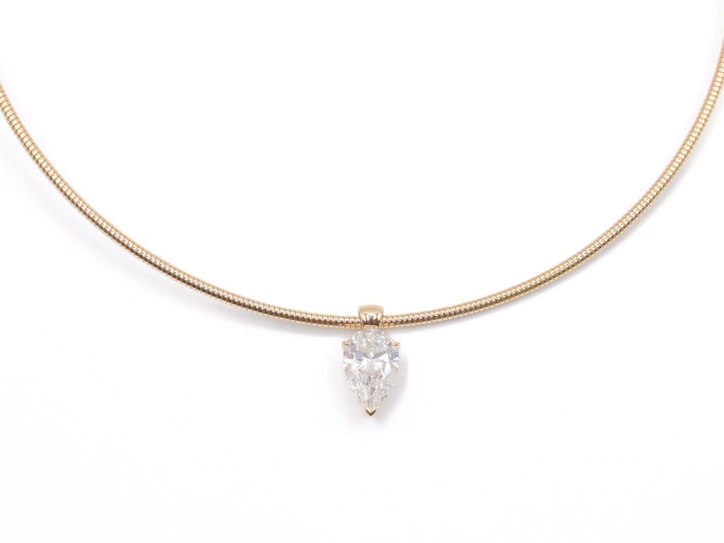 14K Yellow Gold Lab Grown Pear Diamond Collar Necklace 10.2ct N-323PS