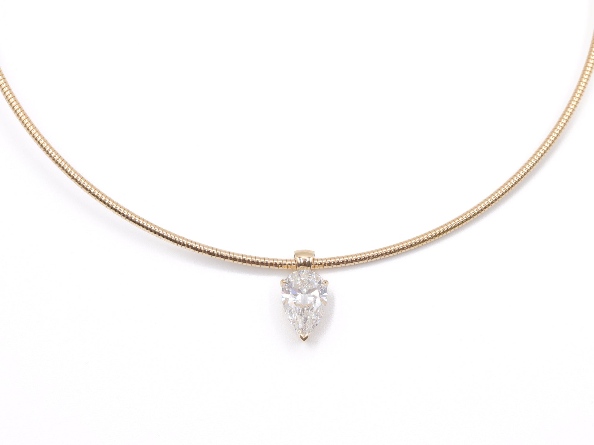 14K Yellow Gold Lab Grown Pear Diamond Collar Necklace 10.2ct N-323PS