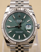 Rolex Datejust 41 Mint Green Index Dial on Jubilee 126334 Complete 2024