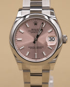 Rolex Datejust 31 Pink Index Dial on Oyster 278240 Complete 2026