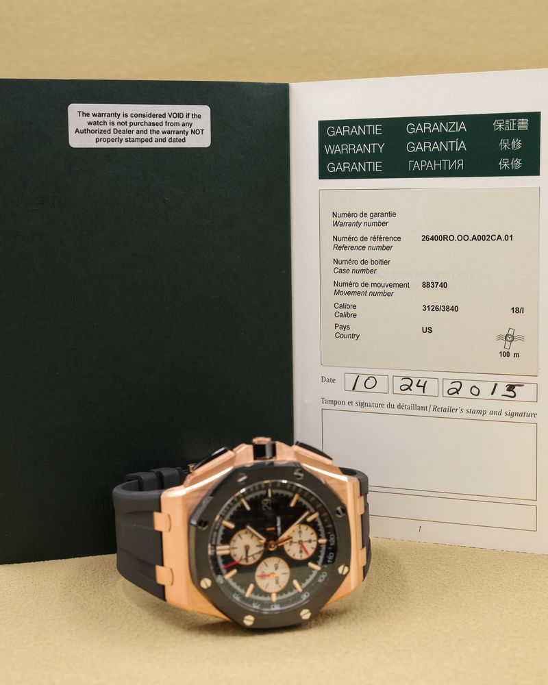 Audemars Piguet Royal Oak OffShore Chronograph Black Dial Dial on Rubber 26400RO.OO.A002CA.01 Complete 2015