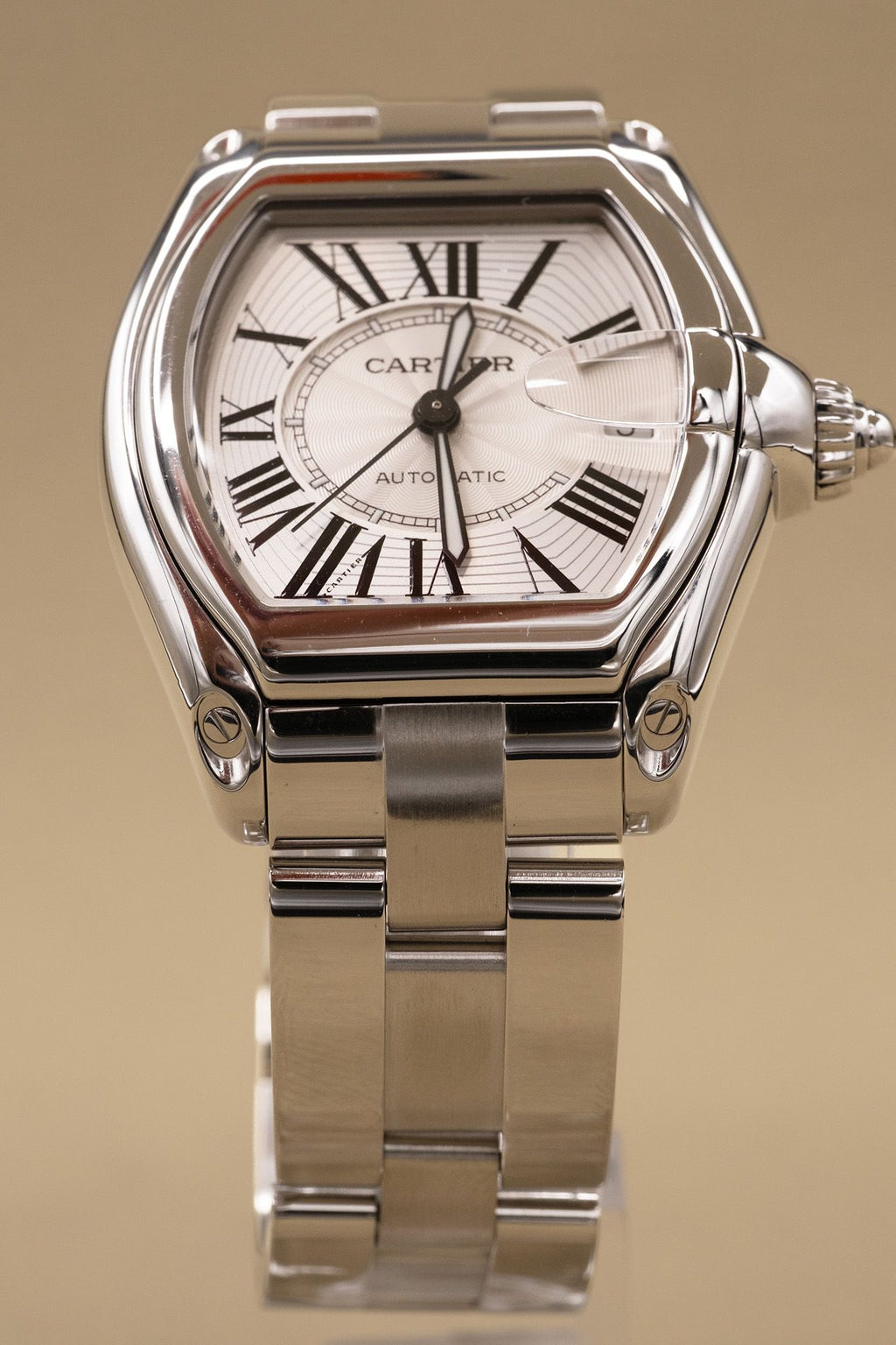 Cartier Roadster Silver And Steel Roman Dial on Bracelet W62025V3