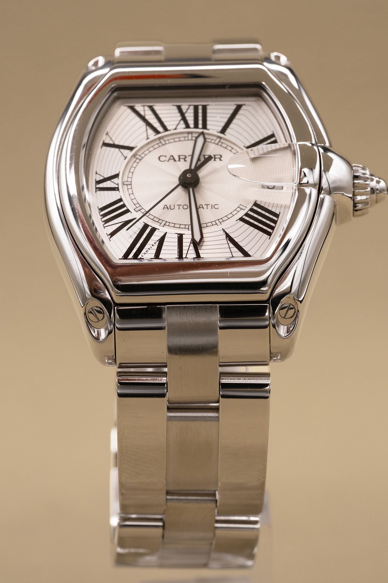 Cartier Roadster Silver And Steel Roman Dial on Bracelet W62025V3
