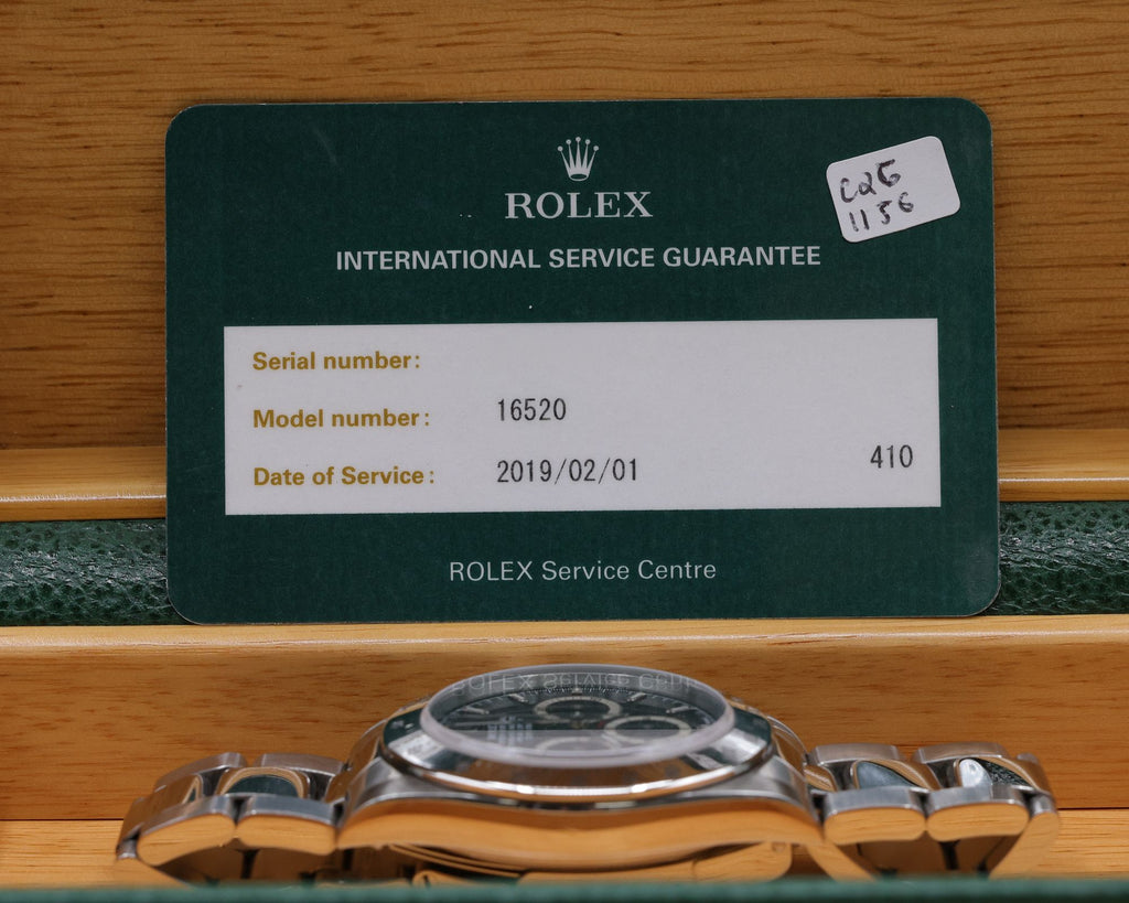 Rolex Daytona Zenith Black Dial on Oyster 16520 Service Papers and Box 2019