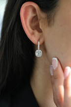 18KT White Gold Cushion Diamond Dangle Earrings 2.63ctw E-203CU