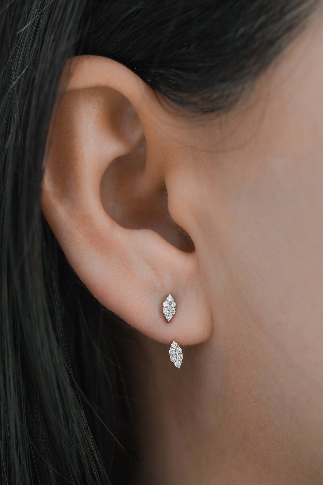 14KT White Gold Round Natural Diamond Earring Jackets 0.19ctw E-9138