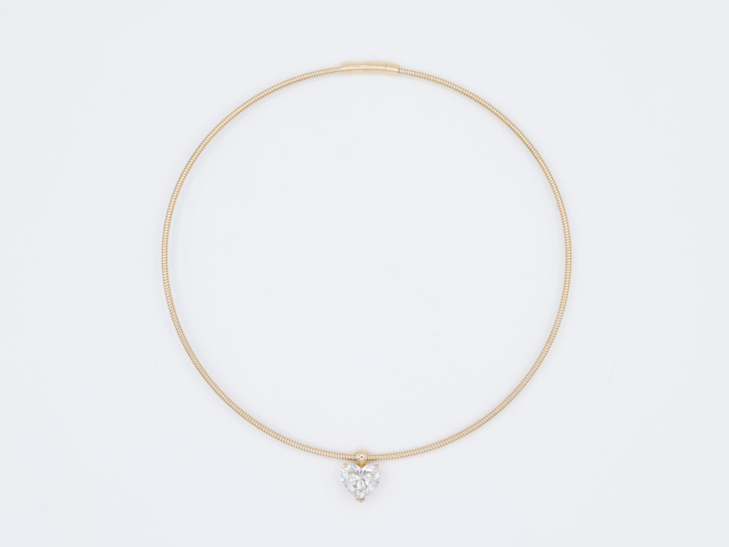 14K Yellow Gold Lab Grown Heart Diamond Collar Necklace 10.7ct N-506HS