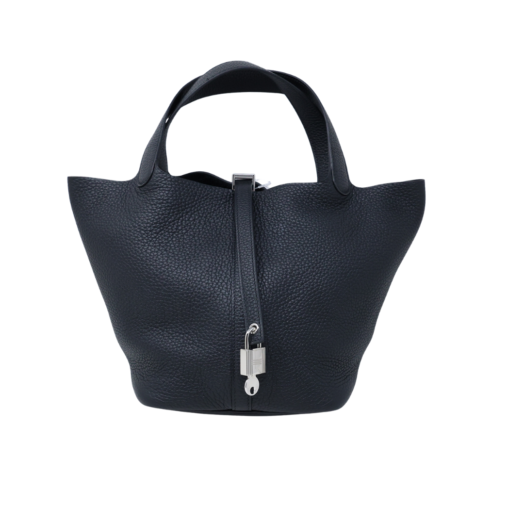 Hermes Black Clemence Picotin Lock MM Handbag