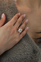 Cushion Diamond Solitaire 18KT Rose Gold Ring 8.03ct R-803CUR