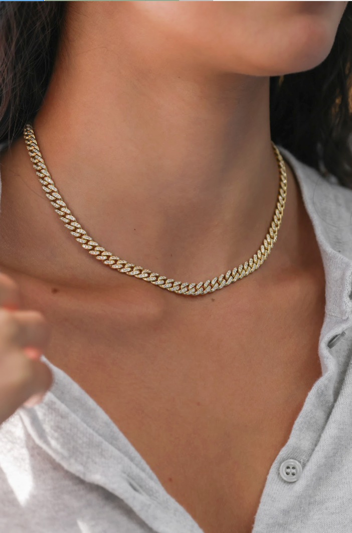 14K Yellow Gold Round Natural Diamond Chain Necklace 36.8ct N-15