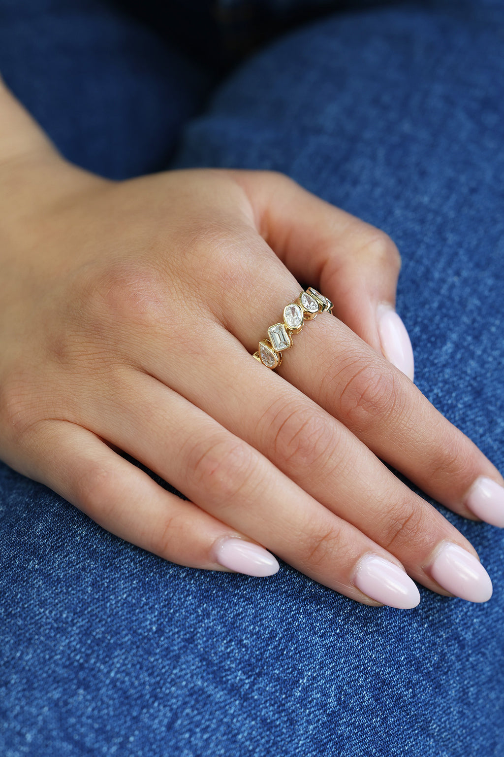 Multi-Shape Diamond Eternity Band in 18KT Yellow Gold 3.45ct R-345MULTI