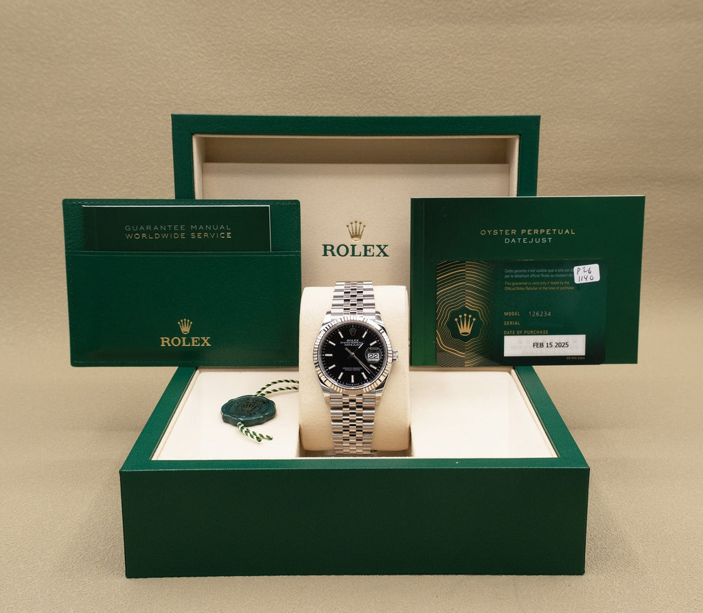 Rolex Datejust 36 Black Index Dial on Jubilee 126234 Complete 2025