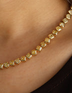 ASKEW 14K Yellow Gold Cushion Diamond Tennis Necklace 27ct N-24020YD
