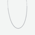 14K White Gold Round Diamond Half Chain Tennis Necklace 12.3ct N-3582
