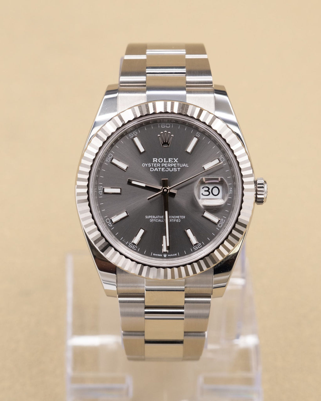 Rolex Datejust 41 Dark Rhodium Index Dial on Oyster 126334 Complete 2025