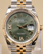 Rolex Datejust 36 Olive Green Roman Dial on Jubilee 126233 Complete 2026