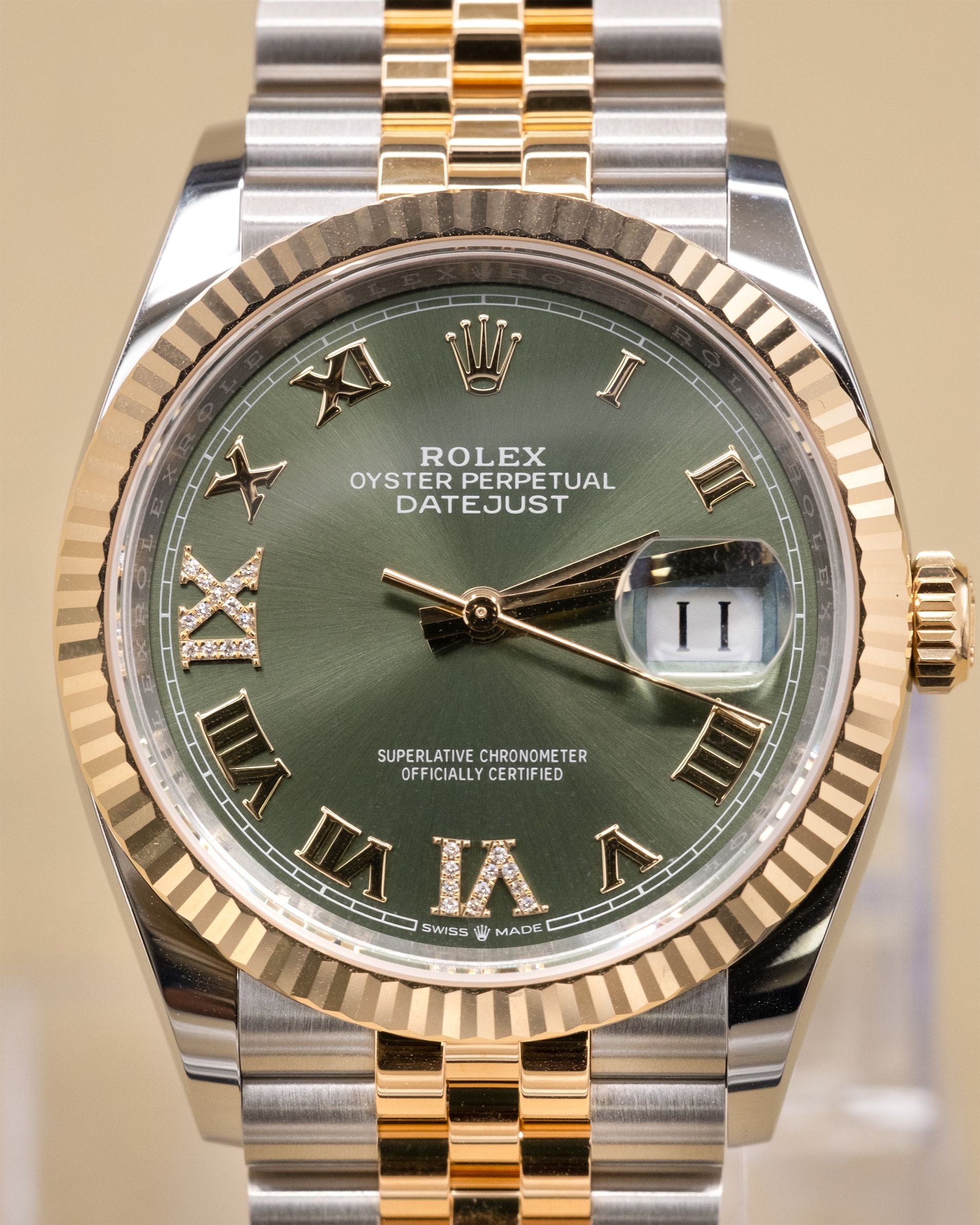 Rolex Datejust 36 Olive Green Roman Dial on Jubilee 126233 Complete 2026