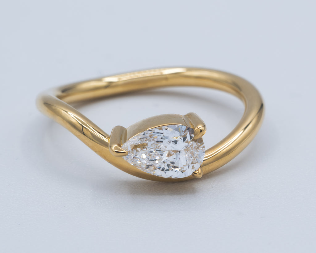 Yellow Gold Wavy Stack Ring Fashion Ring 0.63 cts.