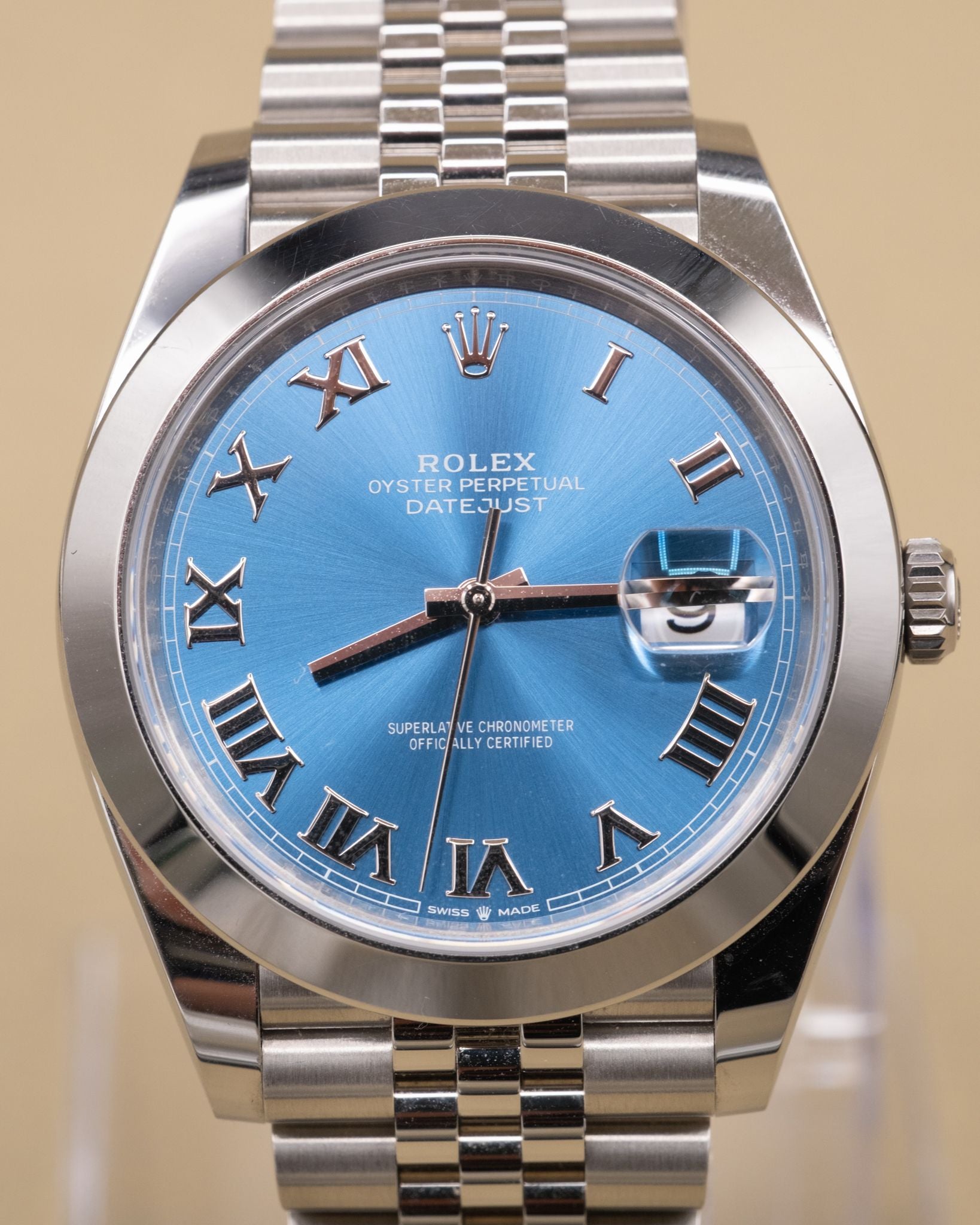 Rolex Datejust 41 Blue Roman Dial on Jubilee 126300 Complete 2026