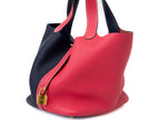 Hermes Picotin Rose Extreme Bleu Nuit Taurillon Clemence Lock MM Casaque Handbag