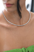 18K White Gold Round Natural Diamond Tennis Necklace 24.1ct N-13705RD