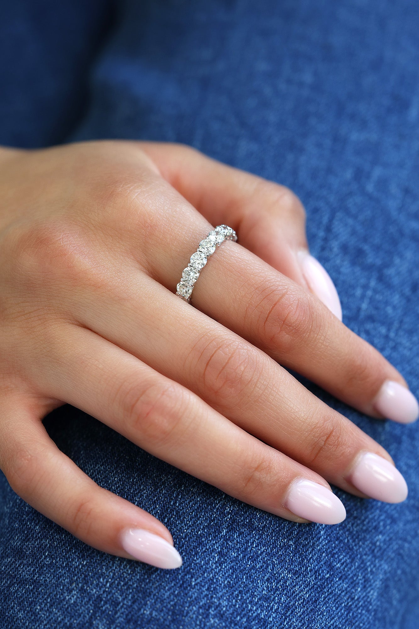 Round Natural Diamond Eternity Band 18KT White Gold 3.37ct R-337