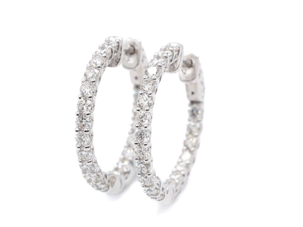 14KT White Gold Round Natural Diamond Hoops 2.06ctw E-206HOOP