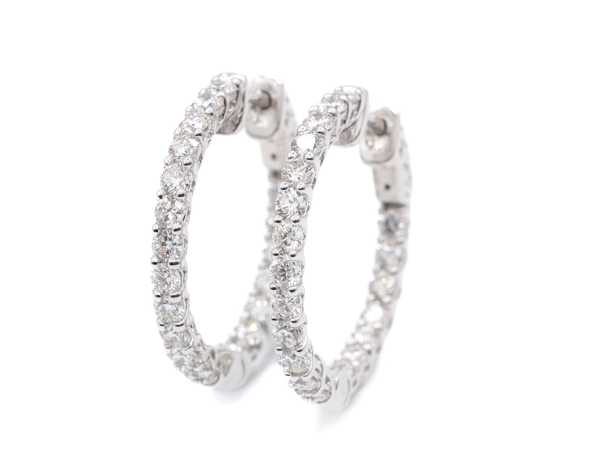 14KT White Gold Round Natural Diamond Hoops 2.06ctw E-206HOOP