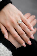 Round Pavé Natural Diamond 18KT Rose Gold Engagement Ring 5.65ct R-404