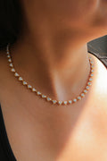 18K Yellow Gold Heart Tennis Natural Diamond Necklace 26.2ct N-1595HS