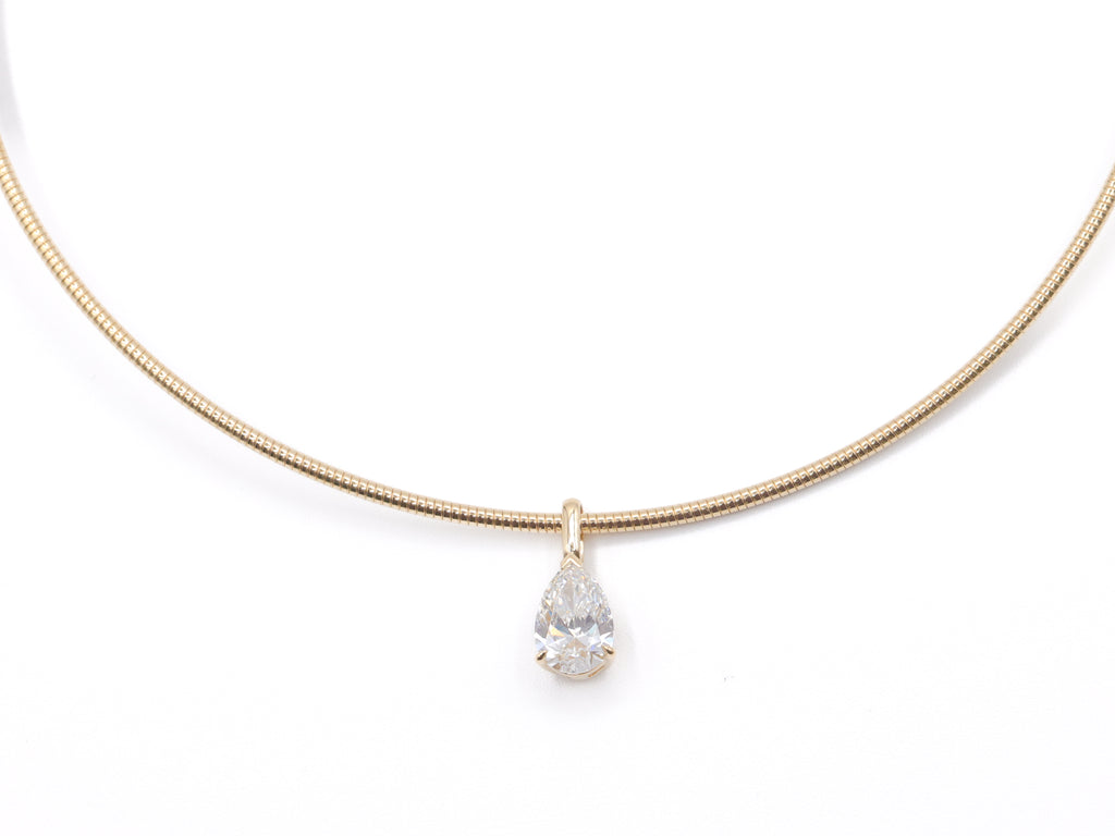 14K Yellow Gold Pear Lab Grown Diamond Pendant 9.8ct N-2210PS