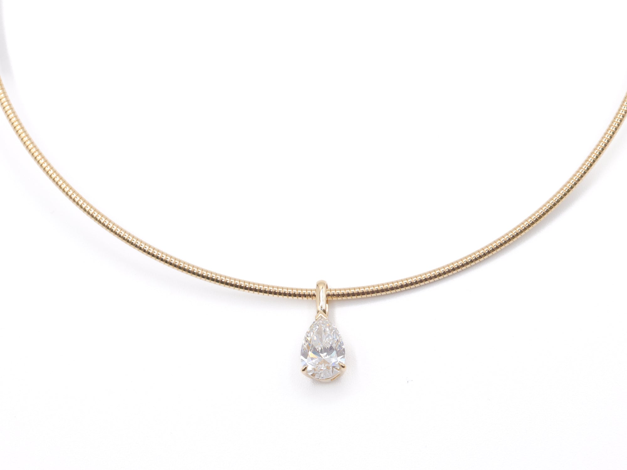 14K Yellow Gold Pear Lab Grown Diamond Pendant 9.8ct N-2210PS