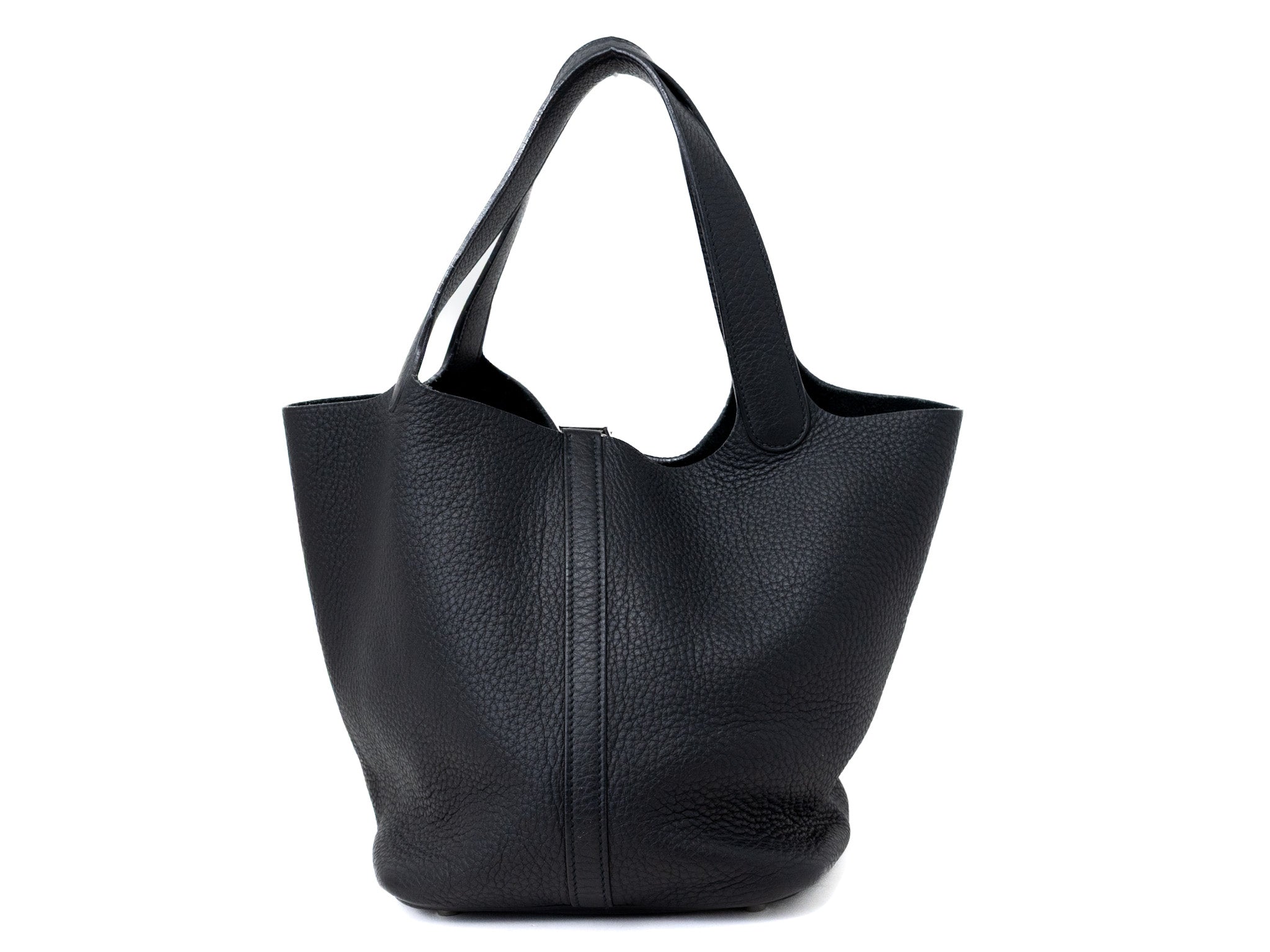 Hermes Picotin Noir Clemence Lock 22 MM Handbag