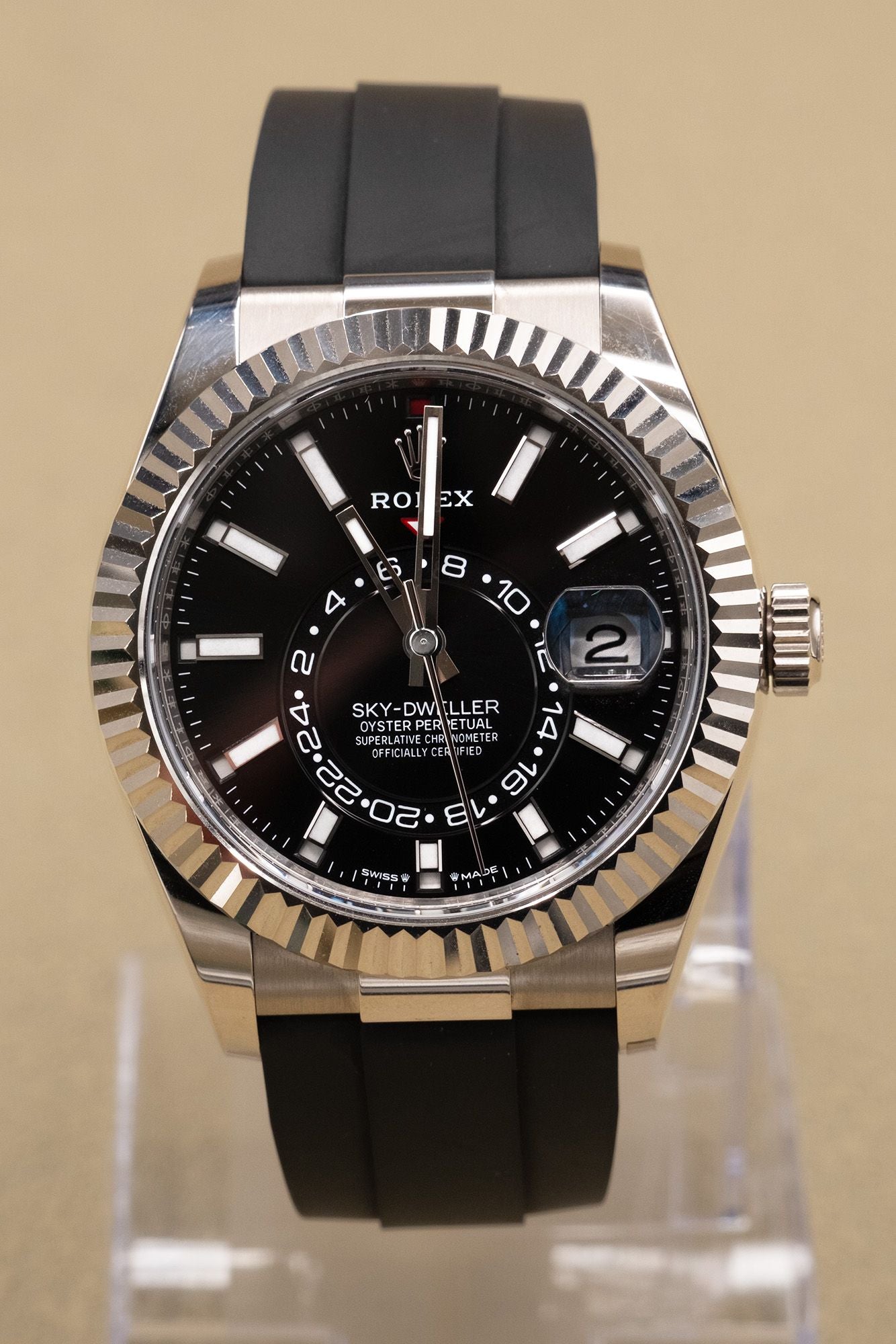 Rolex SkyDweller Black Index Dial on Oysterflex 336239 Complete 2024