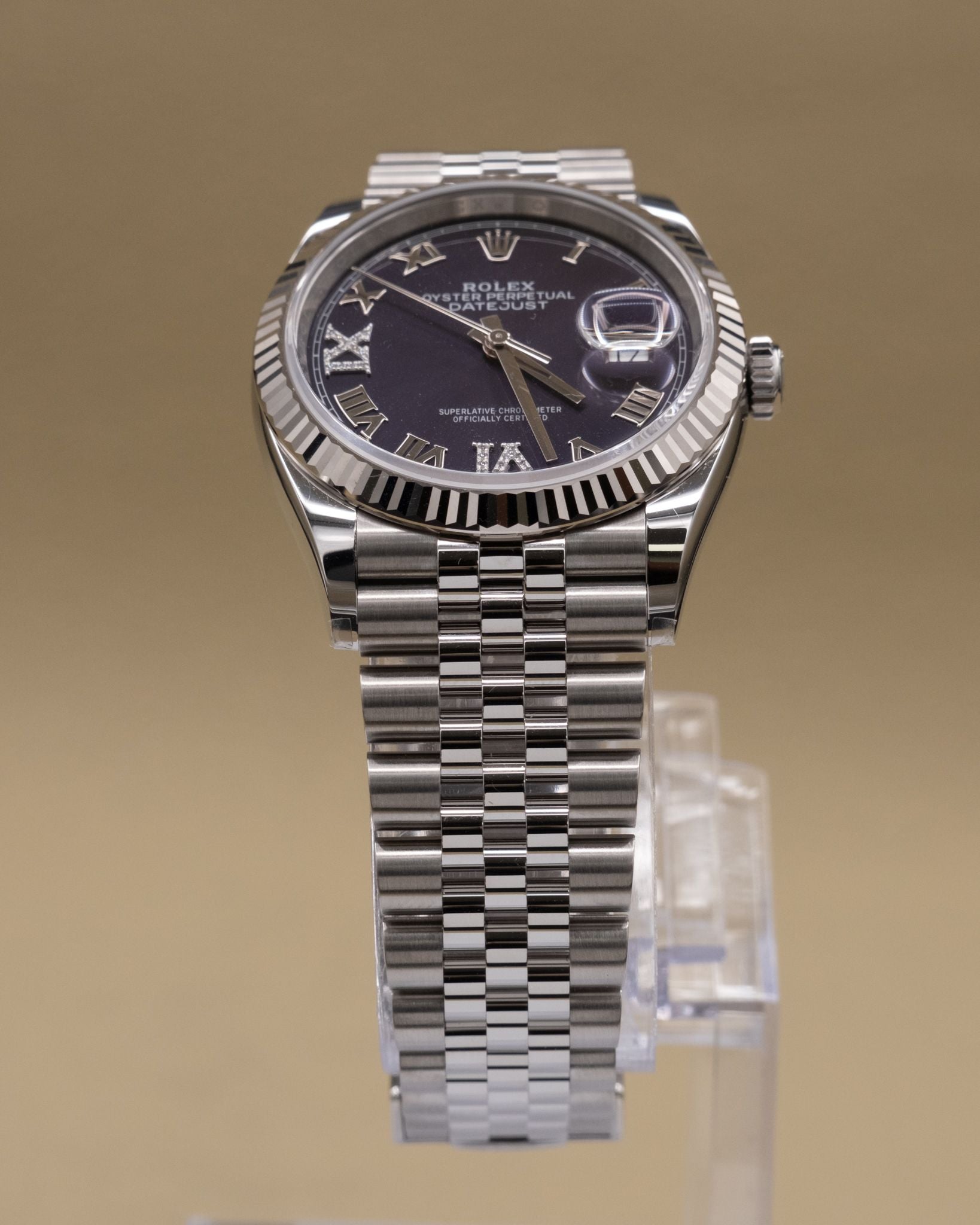 Rolex Datejust 36 Aubergine Purple Diamond Roman Vi And Ix Dial on Jubilee 126234 Complete 2026