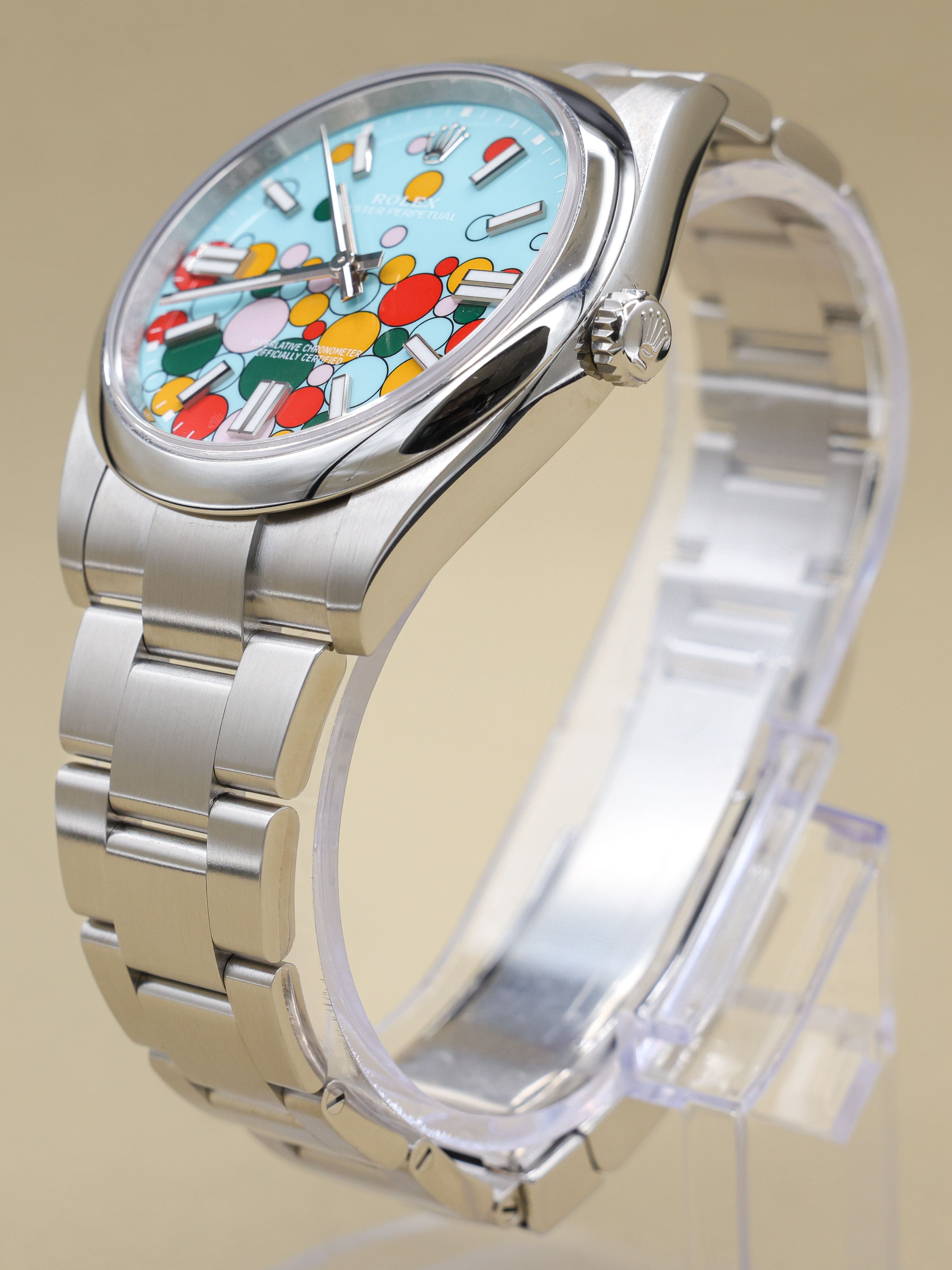 Rolex Oyster Perpetual 41 Celebration Turquoise Blue Celebration Dial on Oyster 124300 Complete 2023