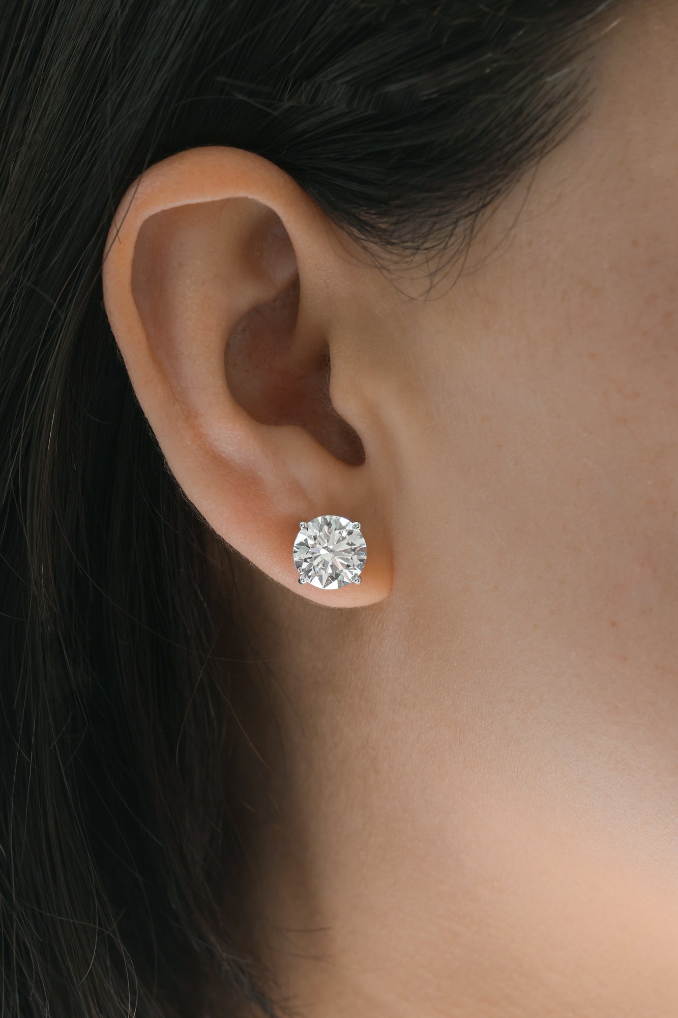 White Gold HEART SETTING - LAB GROWN E VS1 Studs 6.14 cts.