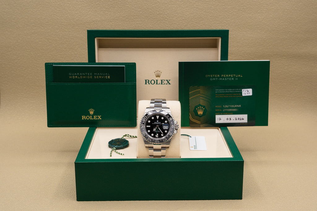 Rolex GMT-Master II Bruce Wayne Black Dial on Oyster 126710GRNR Complete 2026