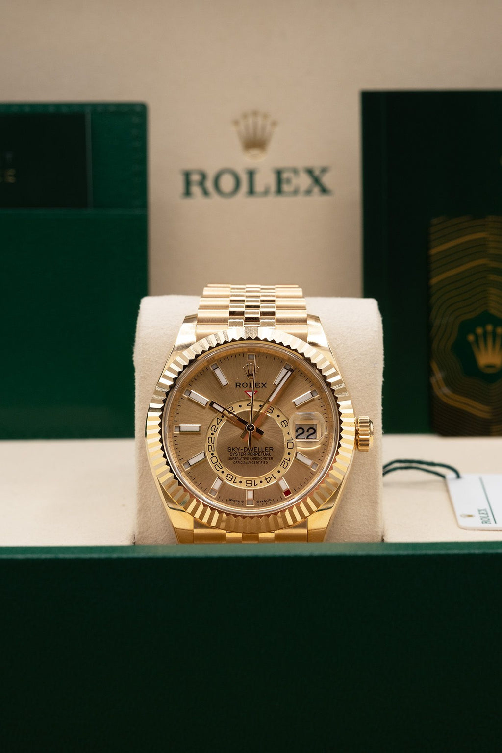 Rolex SkyDweller Champagne Index Dial on Jubilee 336938 Complete 2025